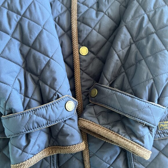 Ralph Lauren Quilted Fall Jacket Boys/Kids 5y Navy/brown Corduroy Collar - Picture 9 of 14